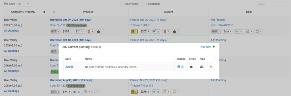 Field Scout Modal in AgNote's Main Applicaiton