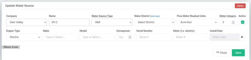 Water Source Details Form