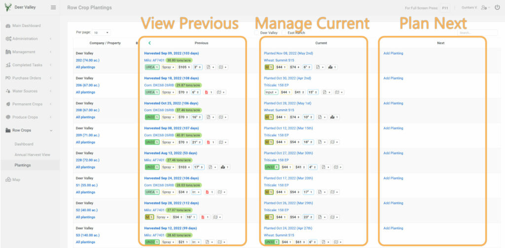 Easy row crop management software